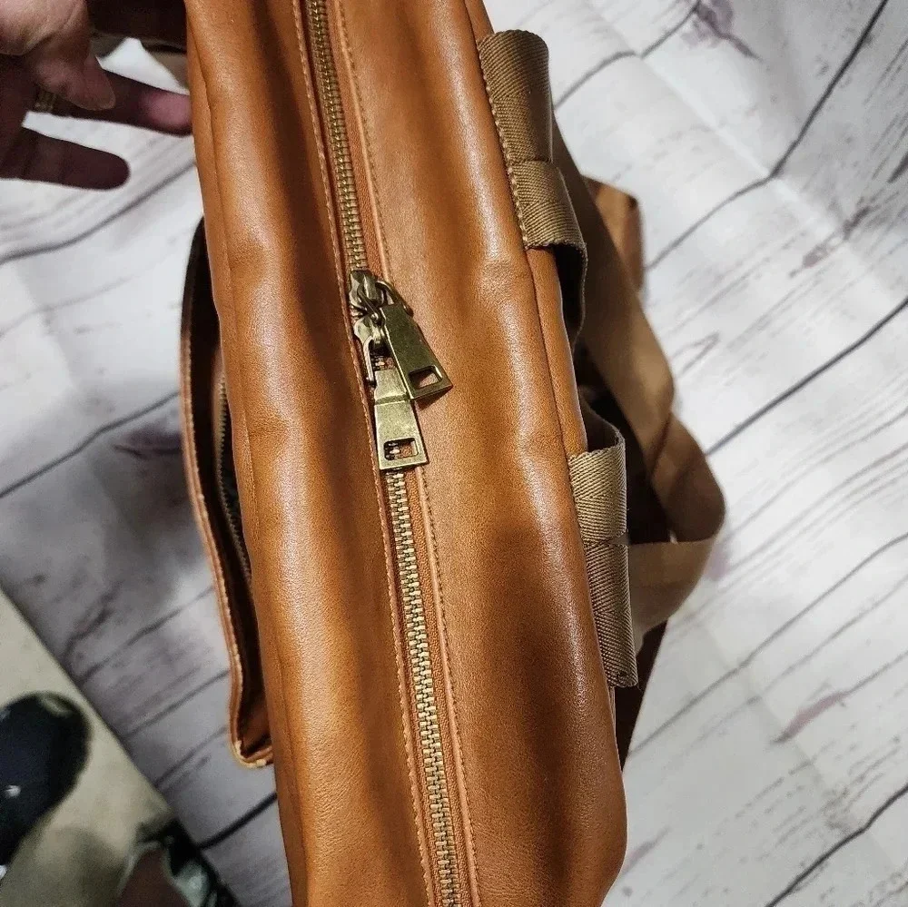 Milkmaid Goods Brooklyn Backpack in Cognac with Hattie Interior